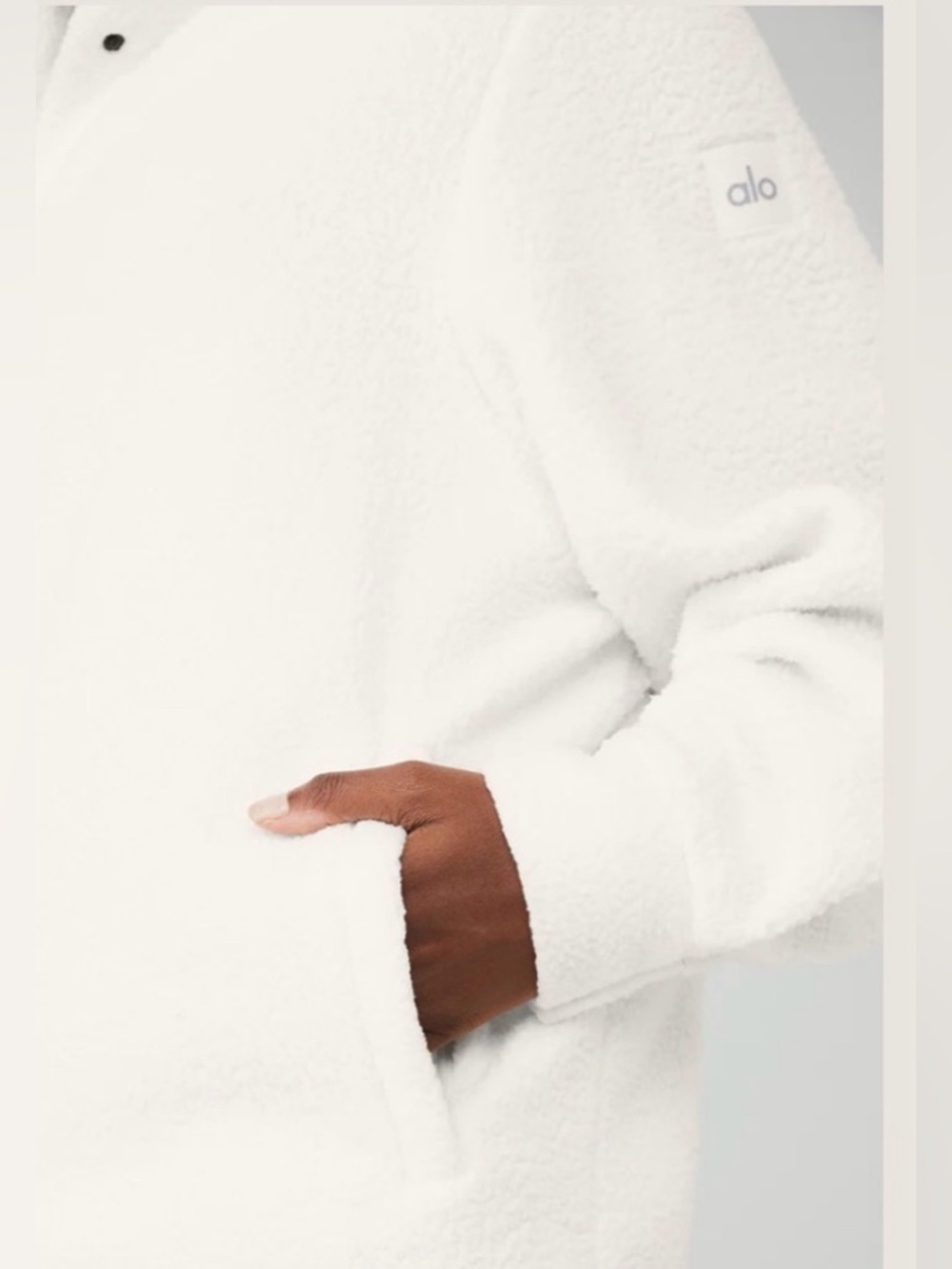 ALO Yoga Micro Sherpa Envy Jacket Ivory White Fleece Shacket Medium - Picture 3 of 4
